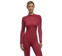 FALKE Wool-Tech Round Neck W L/S Sh Lana Filo Funzionale Asciugatura Rapida, Maglia Donna, Rosso Red 8644 Trend, XS