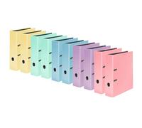 Falken - Confezione da 10 raccoglitori a colori pastello, realizzati in Germania, larghezza 8 cm, formato DIN A4, colori pastello assortiti