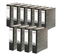 Falken - Confezione da 10 raccoglitori doppi riciclati in marmo, realizzati in Germania, larghezza 7 cm, colore nero, per 2 ripiani DIN A5 orizzontali con targhetta sul dorso incollata, raccoglitore