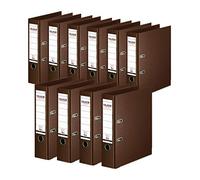 Falken - Confezione da 10 raccoglitori originali Chromcolor di alta qualità Prodotto in Germania. Raccoglitore ad anelli con rivestimento in plastica interno ed esterno, larghezza 8 cm, formato DIN A4, colore: marrone