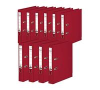 Falken - Confezione da 10 raccoglitori originali Chromcolor di alta qualità Prodotto in Germania. Raccoglitore ad anelli con rivestimento in plastica interno ed esterno, larghezza 5 cm, formato DIN A4, colore: bordeaux