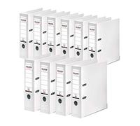 Falken - Confezione da 10 raccoglitori originali Chromcolor di alta qualità Prodotto in Germania. Raccoglitore ad anelli con rivestimento in plastica interno ed esterno, larghezza 8 cm, formato DIN A4, colore: bianco