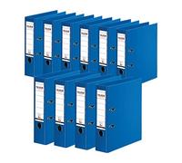 Falken - Confezione da 10 raccoglitori originali Chromcolor di alta qualità Prodotto in Germania. Raccoglitore ad anelli con rivestimento in plastica interno ed esterno, larghezza 8 cm, formato DIN A4, colore: blu