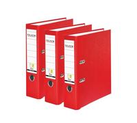 Falken - Confezione da 3 raccoglitori originali in polipropilene, larghezza 8 cm, formato DIN A4, rosso vegano, in plastica