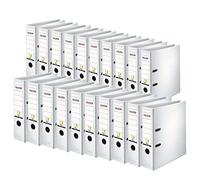 FALKEN - Raccoglitore a leva in polipropilene, formato A4, dorso 8 cm, colore: bianco, confezione da 20