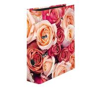 Falken - Raccoglitore ad anelli con motivo rosa, 8 cm di larghezza, formato DIN A4, con meccanismo a leva, in plastica, motivo rosa