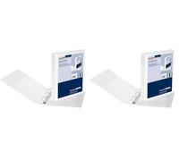 Falken - Raccoglitore ad anelli in plastica, formato DIN A4, 4 anelli, 40 mm, colore: bianco (Confezione da 2)