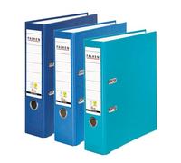 Falken Set da 3 Raccoglitori PP-Color, Made in Germany, 8 cm, Formato DIN A4, Colori Ocean assortiti, Rivestimento in Plastica, Interno in Carta, con Etichetta Dorsale Intercambiabile