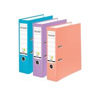 Falken Set da 3 Raccoglitori PP-Color, Made in Germany, 8 cm, Formato DIN A4, Colori Pastello assortiti, Rivestimento in Plastica, Interno in Carta, con Etichetta Dorsale Intercambiabile