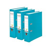 Falken Set da 3 Raccoglitori PP-Color, Made in Germany, 8 cm, Formato DIN A4, Colori turchese, Rivestimento in Plastica, Interno in Carta, con Etichetta Dorsale Intercambiabile