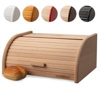 FALKENBERGER Contenitore per il pane in legno di faggio, ca. 39 x 28 x 18 cm, XL, con coperchio arrotolabile, realizzato a mano
