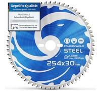 FALKENWALD ® Lama per sega 254 x 30 mm, ideale per acciaio - Lama per sega circolare 254 x 30 compatibile con sega a immersione e sega circolare di Bosch & Makita - 254 x 30 lame per sega a testa in
