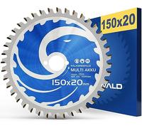 FALKENWALD® Lama per sega circolare a batteria 150 x 20 mm con anello da 10/16 mm - Compatibile con Bosch, Makita, Einhell - Ideale per segare legno, metallo e alluminio - Lama 150 x 20