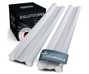 FALKENWERK Paraspifferi per porte [set da 2 pezzi] - Guarnizione porta ritagliabile 90 cm - Paraspifferi - Guarnizione doppia porta inferiore - Guarnizione per porta con vestibilità ideale in bianco