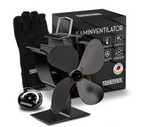 FALKENWERK Ventilatore per stufa senza corrente - silenzioso ventilatore con 4 foglie - Ventilatore efficiente e termico per stufa - Ventilatore per la distribuzione del calore