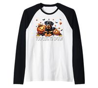 Fall And Halloween Rottweiler Puppy Is Too Cute To Spook Maglia con Maniche Raglan