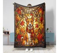 Fall Basenji Coperta per cani, 152 x 203 cm, coperta in flanella morbida e pelosa, per divano, viaggio, decorazione autunnale per la casa e il letto