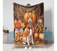 Fall Basenji - Coperta per cani, 152 x 203 cm, in morbida flanella di legno, morbida e accogliente, per divano, letto, spiaggia, viaggi, decorazione autunnale per la casa e il divano