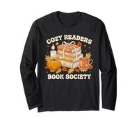 Fall Bibliophile Cozy Readers Book Society Tee Maglia a Manica