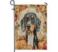 Fall Blueticks Coonhound - Bandiere da giardino per cani, 30,5 x 45,7 cm, double face, per esterni, per raccolti di foglie autunnali, bandiere per prato, per piccoli giardini e per la casa