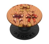 Fall Bow Gingham -Autumn Ribbon & Leaf Phone Cover Aesthetic PopSockets PopGrip Adesivo