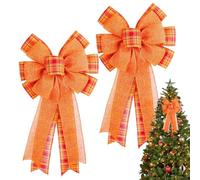 Fall Bows for Wreaths, Fall Bows for Wreaths Decorations, 9.84x1.38x18.9 Inches 2 Piece Ribbons for Craft Supplies Seasonal Decoration Holiday Kitchen Indoor Farmhouse Front Door Autumn Harvest