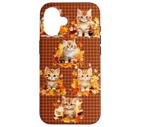 Fall Cat Phone Cover - Cute Kitten & Autumn Leaves Cozy Custodia per iPhone 16