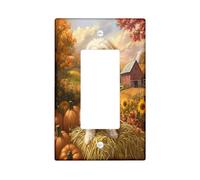 Fall Cavachon Dog Decorative Light Switch Cover Plate 1 Gang Single Rocker, Autumn Farmhouse Pumpkin Frontalino Elettrico per Cucina Bagno, Cucciolo Copertura Decorazione