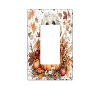Fall Cavachon Dog Decorative Light Switch Cover Wall Plate 1 Gang Single Rocker, Autumn Pumpkin Leaf Plant Electrical Switchplate, Pet Faceplate for Kitchen Living Room Decor