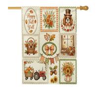 Fall Cavalier King Charles Spaniel Dog Front Yard Backyard Vertical House Flags 28x40 Double Face per esterni, Autunno Retro Vintage Country Home Stampato Bandiera Stampata, Casa Fattoria Decorazione