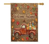 Fall Cavalier King Charles Spaniel Dog Front Yard Backyard Vertical House Flags 28x40 Double Face per esterni, Autunno fattoria Camion Casa Stampato Bandiera, Rustica Casa Decorazione Esterna