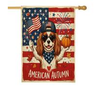 Fall Cavalier King Charles Spaniel Front Yard Backyard House Bandiere in iuta 28 x 40 su entrambi i lati per esterni, graziose e divertenti bandiere patriottiche per la casa, bandiera per portico per