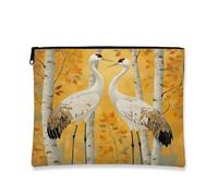 Fall Cranes - Borsa per il trucco con uccellini, borsa da viaggio per donne, regali per ragazze, organizer portatile con cerniera in tela piccola da 17,8 x 22,9 cm
