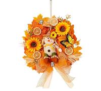 Fall Decor Door Wreath | Hangable Rustic Farmhouse Floral Centerpiece