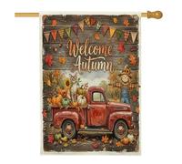 Fall Devon Rex Cat Front Yard Backyard Vertical House Flags 28x40 Double Face per esterno, Autunno Casale Rustico Camion Casa Stampato Bandiera, Fattoria Raccolta Casa Decorazione Esterna
