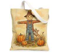 Fall Devon Rexs - Borsa tote in tela per lo shopping, 33 x 38 cm, divertente spaventapasseri, riutilizzabile, per donne, autunno, lavoro, viaggi, pittura, decorazione regalo