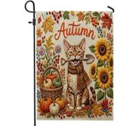 Fall Devon Rexs Cats Front Yard Backyard Bandiere da giardino in iuta 30,5 x 45,7 cm su entrambi i lati per esterni, motivo piante da raccolto per le vacanze, piccole bandiere per prato, bandiere