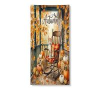 Fall Devon Rexs - Copertura decorativa per porta con gatti, 91 x 182 cm, zucche per vacanze, uccelli, da appendere alla porta d'ingresso, per interni ed esterni, autunno portico