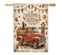 Fall Doberman Dog Front Yard Backyard Vertical House Flags 28x40 Double Face per esterno, Autunno Casale Rustico Camion Casa Stampato Bandiera, Fattoria Raccolto Casa Decorazione Esterna