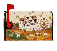 Fall Farm Fair - Coperture magnetiche per cassetta postale con citazione | A tema fattoria, copertura per cassetta postale, fogliame autunnale, ruota panoramica, fienile rustico