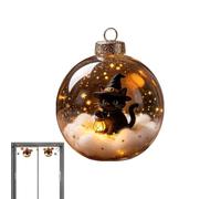 Fall Festive Lighted Pumpkin Ghost Black Cat Ball Tree Ornaments Set
