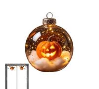 Fall Festive Lighted Pumpkin Ghost Black Cat Ball Tree Ornaments Set