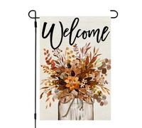 Fall Flower Mason Jar Bandiera Durevole Flag Resistente Alle Intemperie Bandiere Per Balcone Feste Interno 30X45Cm