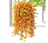Fall Flowers Artificial for Decoration - Garden Bouquet for Seasonal Display | Resistant Silk Floral Arrangement, Fake Plants, Bright Autumn Decor for Porch Door Fence Patio, 70cm Yellow Orange Brown