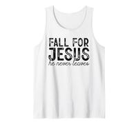 Fall for Jesus He Never Leaves Christian Faith Autunno Camicia Canotta