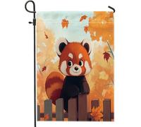 Fall Fun - Bandiere da giardino a forma di panda rosso, 30,5 x 45,7 cm, double face, decorazione per esterni, recinzione autunnale con foglie d'acero, bandiera per la casa, in tela, per bambini