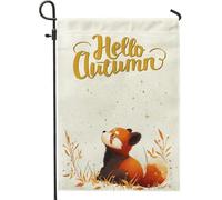 Fall Fun - Bandiere da giardino con panda rosso, 30,5 x 45,7 cm, double face, per esterni, campo di grano autunnale, raccolto in campo, bandiere verticali standard per casa, animali per bambini