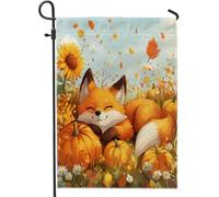 Fall Fun - Bandiere da giardino con volpe, 30,5 x 45,7 cm, per esterni, pittura a olio autunnale, bandiere verticali standard in lino per casa, cortile, cortile, prato, decorazione per esterni