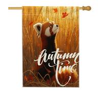 Fall Fun - Bandiere per casa con panda rosso, 71 x 101 cm, double face, per esterni, pittura a olio, panoramica di grano, bandiera verticale standard per la casa, bandiera autunnale con stampa di