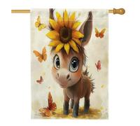 Fall Fun - Bandiere per la casa degli asini, 71 x 101 cm, double-face, per esterni, con girasole e farfalle, bandiera verticale standard per la casa, stampa anime per cortile e cortile
